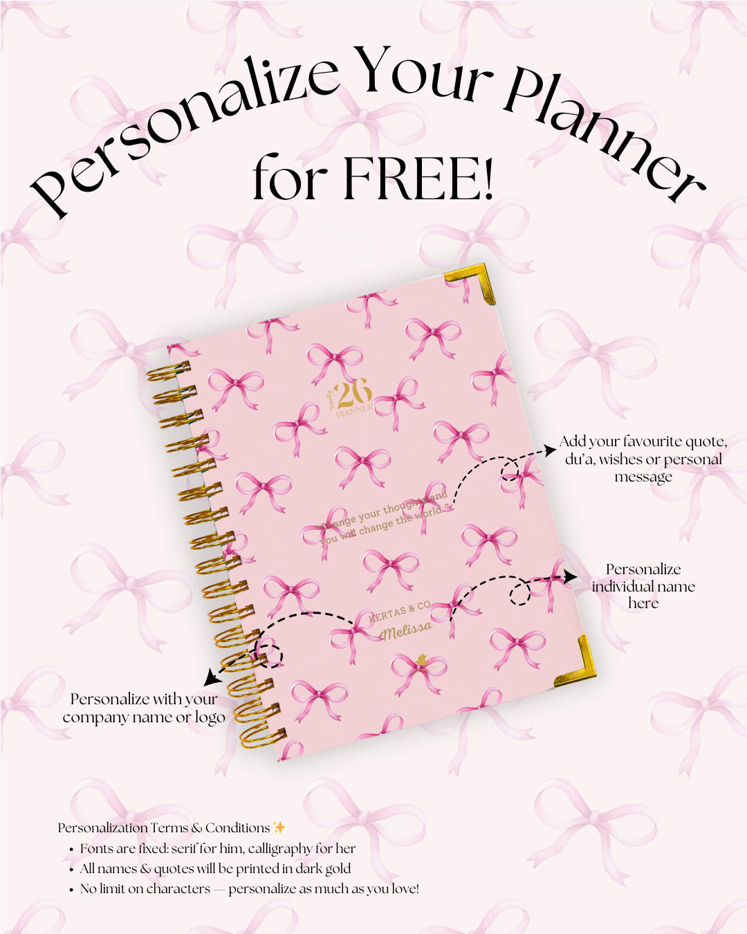 PLANNER 2026 - PINK BOW (LIMITED EDITION)
